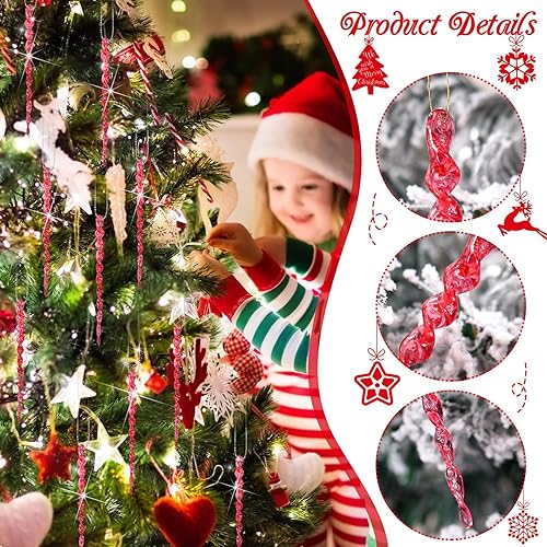 Vista 76 de 30 piezas de carámbanos de plástico retorcidos de plástico de carámbanos de Navidad, decoración colgante para árbol de Navidad, fiesta de Navidad
