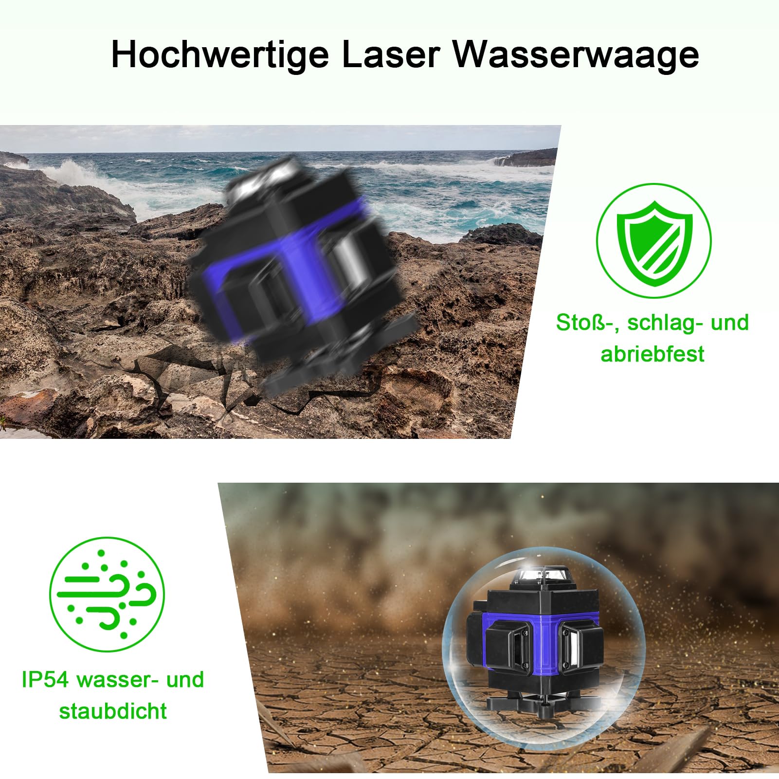 Kreuzlinienlaser Hancaner laser wasserwaage mit Stativ 4 x 360 ° 16 Linien-selbstnivellierendes Laserlinie 25m mit 1.5m Stativständer, 2 * 2400 mAh Batterien, Wandhalterung, Fernbedienung