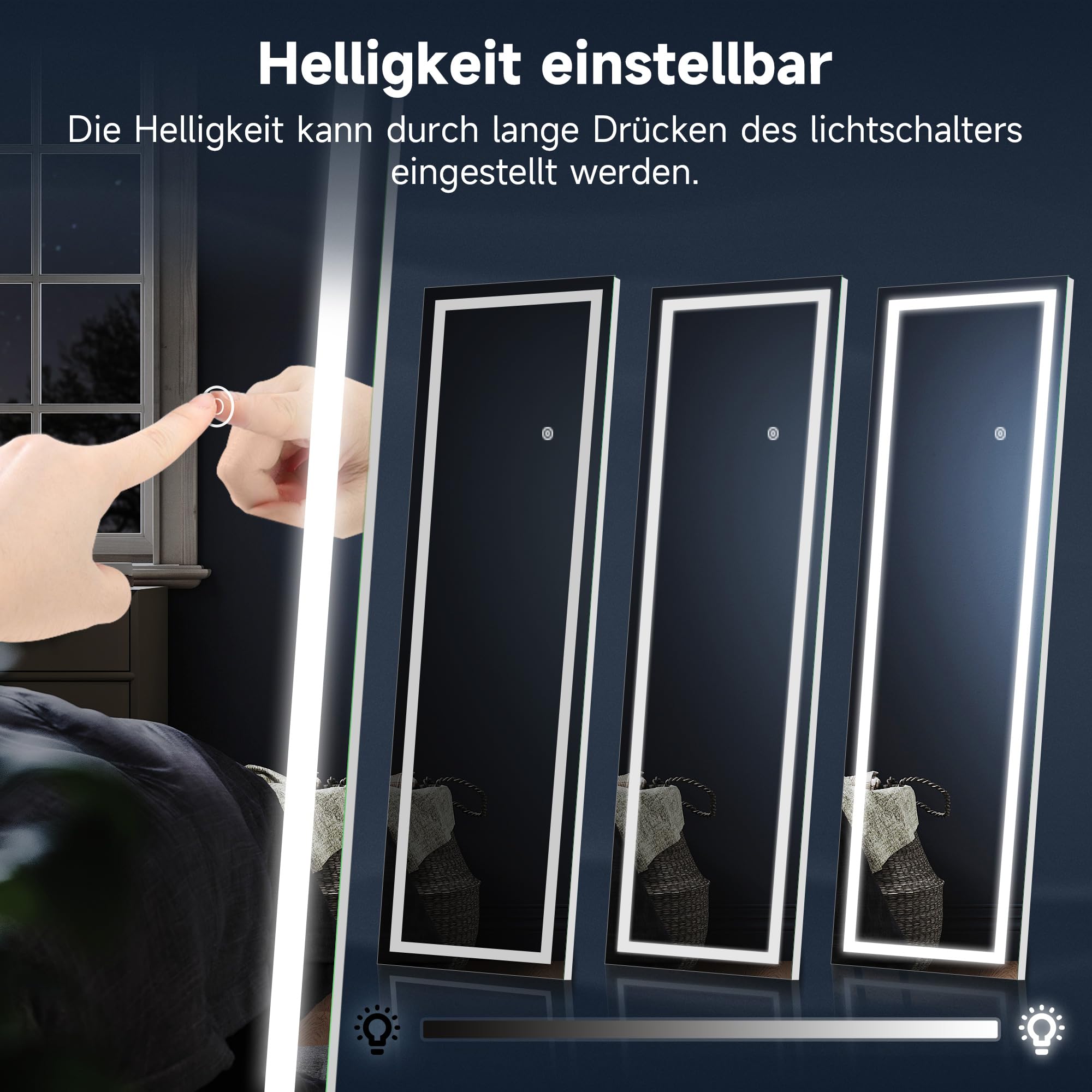 SONNI Spiegelkast met verlichting, 105 x 65 cm, led, roestvrij staal, driedeurs badkamerspiegelkast, badkamer met stopcontact en aanraakschakelaar, draadloos scharnier, 3 instelbare lichtkleuren