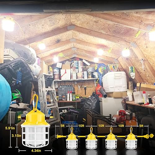 Miniatura 8 de Luces de construcción de 50 pies, 75 W, 7500 lm, súper brillantes, de grado industrial, mejor construcción para iluminación temporal, iluminación al