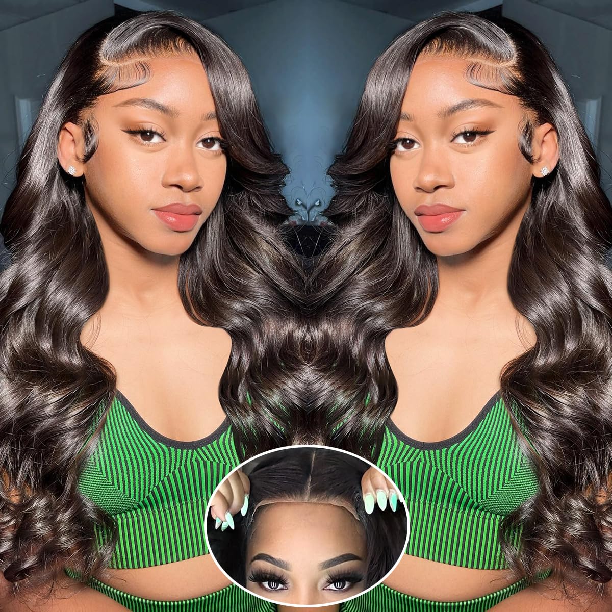 Kayna Body Wave Lace Front Wigs Human Hair 6x4 Wear And Go Glueless Wigs Human Hair Pre Plucked Pre Cut Upgraded No Glue HD Lace 180% Density Ready to Wear Closure Wigs Human Hair for Black Women