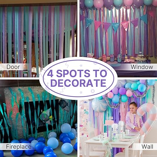 Miniatura 11 de PartyWoo Serpentinas de papel crepé morado, 8 unidades, 656 pies, paquete de serpentinas de papel crepé color morado oscuro claro, lavanda, blanco