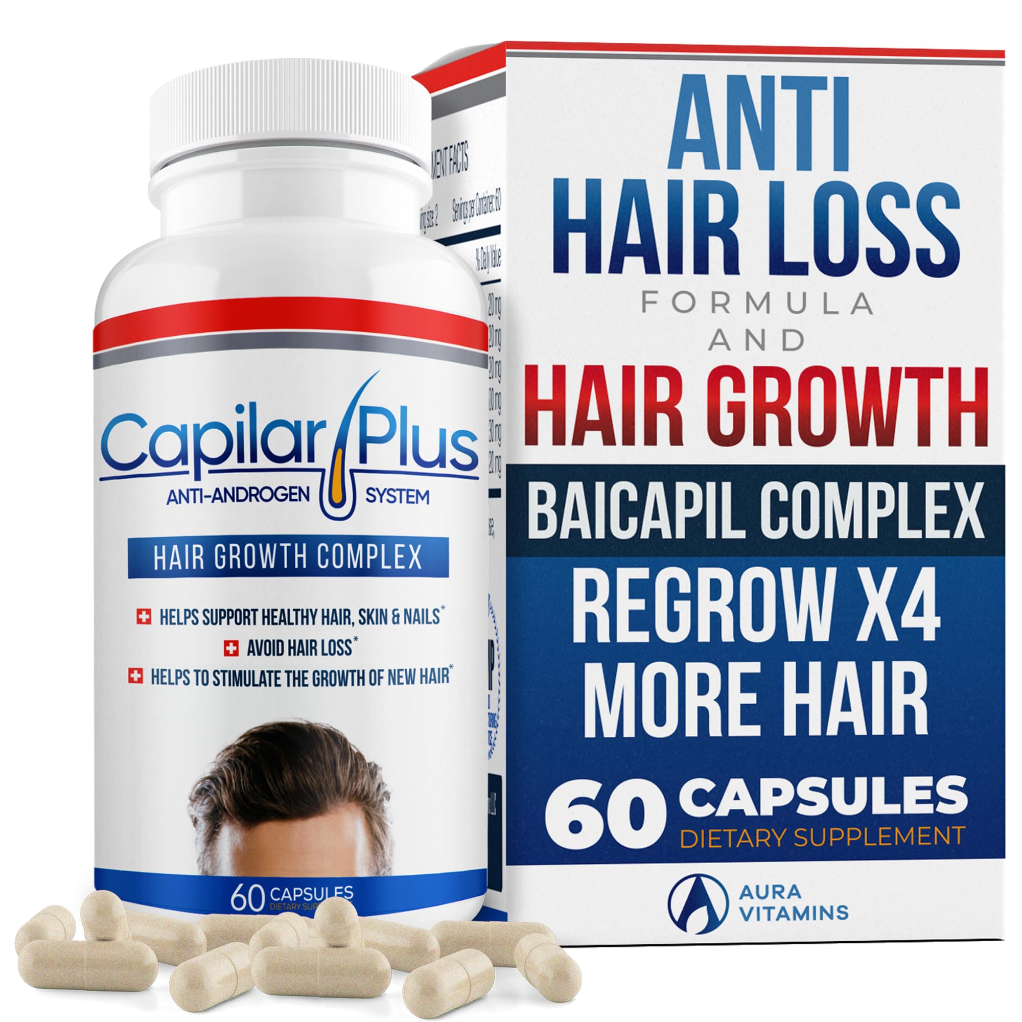 | Capilar Plus with Anti-Androgen System | Hair Growth Supplement | Hair Loss Treatment | Healthy Skin, Hair & Nails - Count 60 (1)