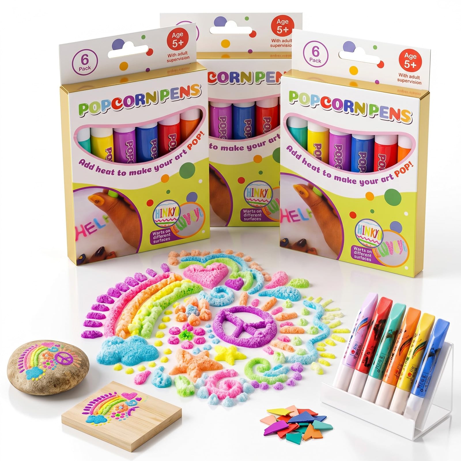 Magic 3D Popcorn Pens, DIY Puffy Bubble Drawing Markers，18pcs