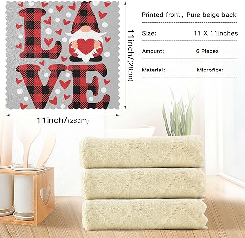 Miniatura 3 de VIGTRO Buffalo - Toallas de cocina con diseño de gnomo del amor, súper absorbentes, trapos de cocina de primera calidad para cocina, día de San