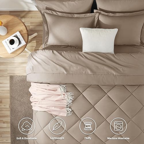 Miniatura 302 de CozyLux Juego de edredón de tamaño Queen, rojo burdeos, toda la ropa de cama en una sola bolsa, 7 piezas: edredón, fundas de almohada y de almohada