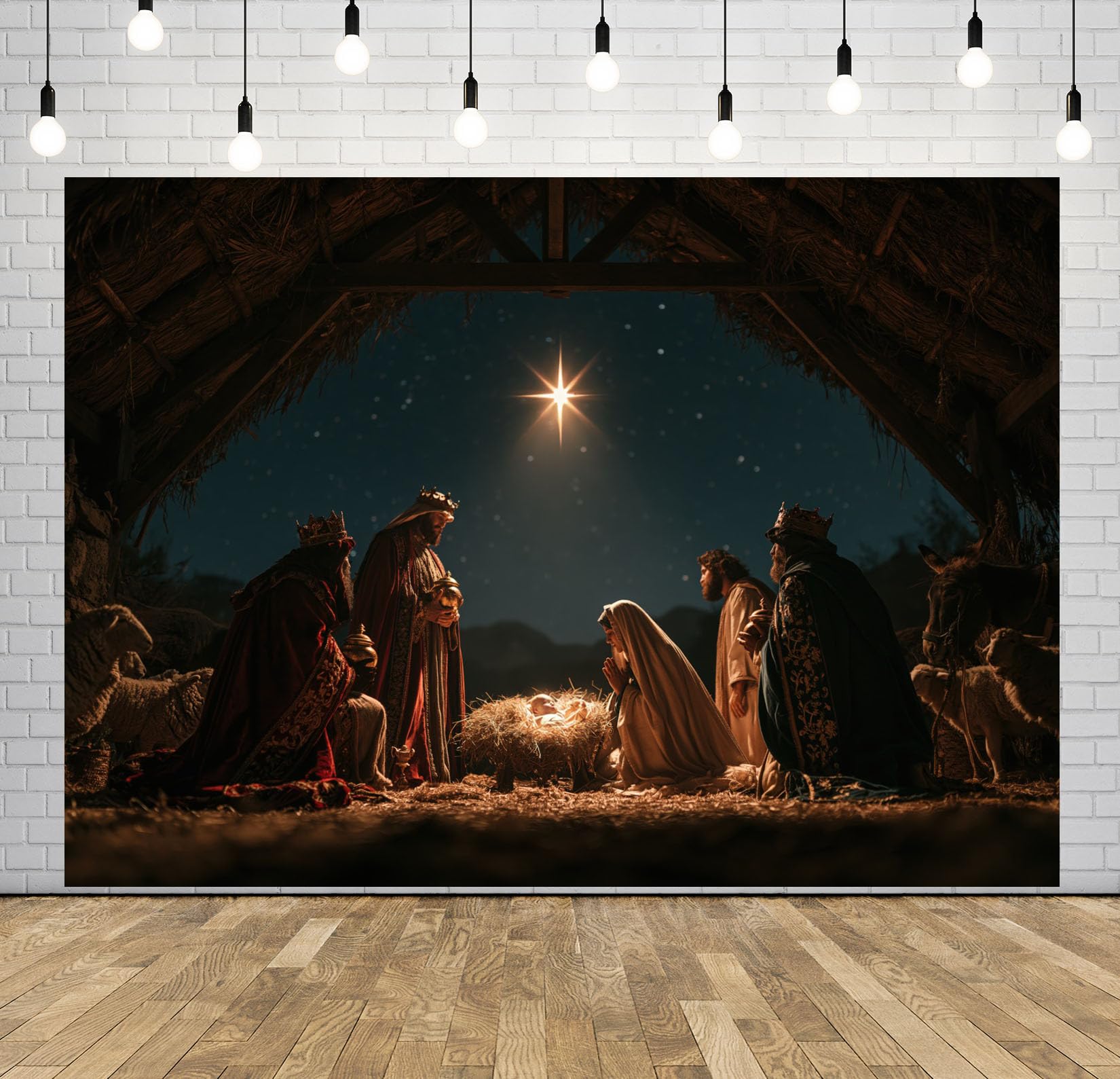 BELECO 3x2.5m Sfondo in tessuto scena presepe stella di Natale