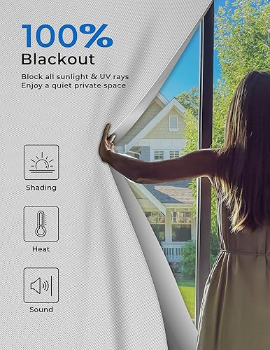 Miniatura 2 de Sumobaby Cortinas opacas para dormitorio, 114 x 57 pulgadas, cortinas opacas portátiles sin taladrar con cintas mágicas resistentes al calor,