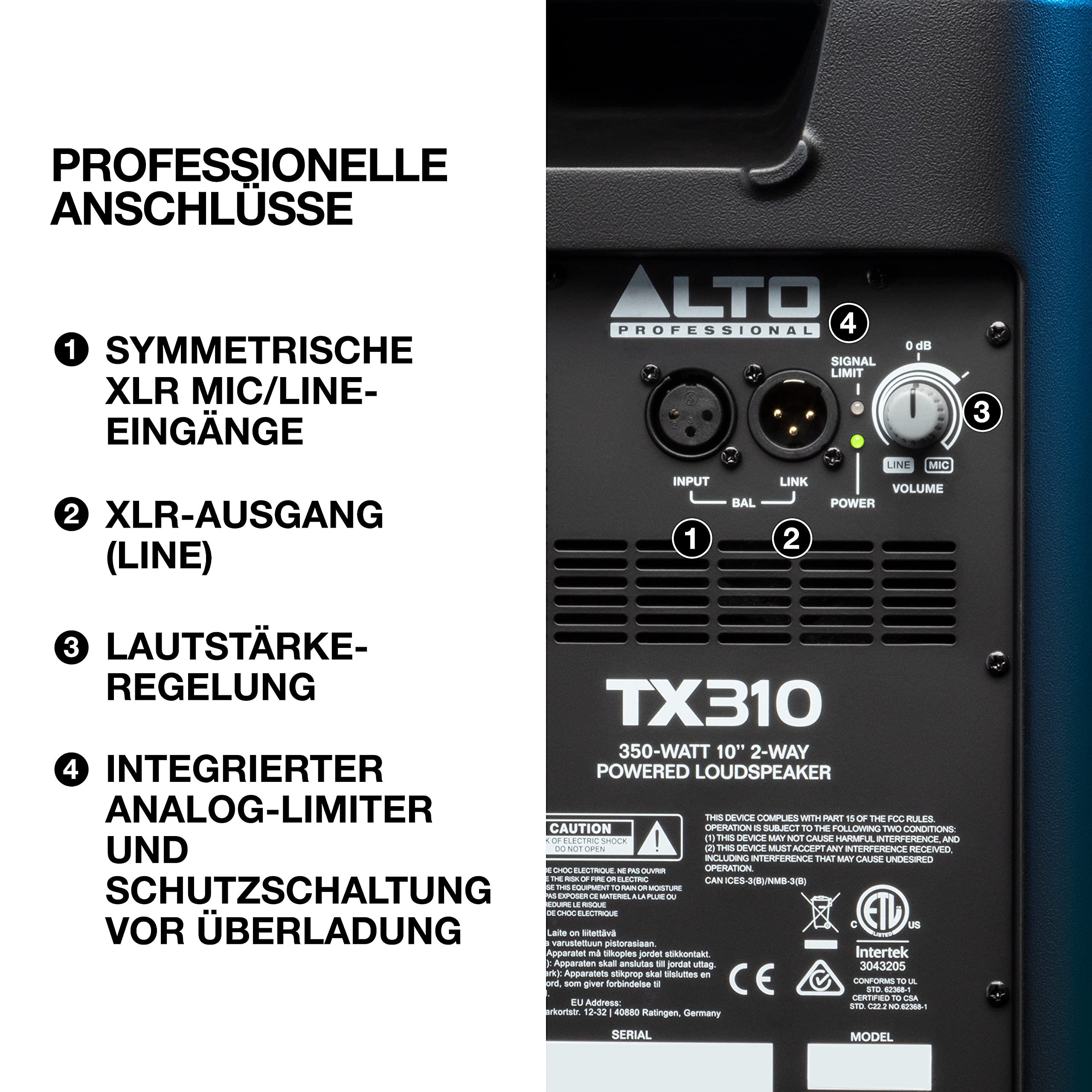 ALTO TX310-350W Aktiver PA-Lautsprecher mit 10" Tieftöner für Mobile DJs und Musiker, Kleine auftrittsorte, Feiern und Sport-Events