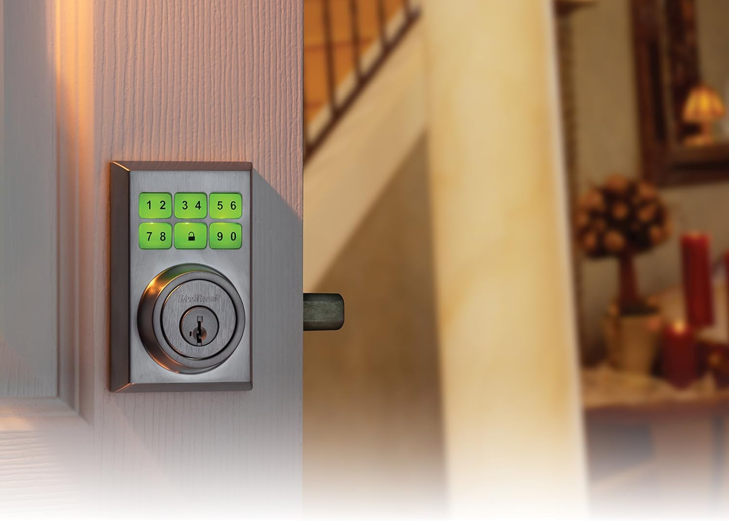 Buy 1 get 1 🔥 Kwikset 910 Z-Wave Contemporary SmartCode Electronic Touchpad Deadbolt, featuring SmartKey in Satin Chrome, Works with Alexa via SmartThings or Wink