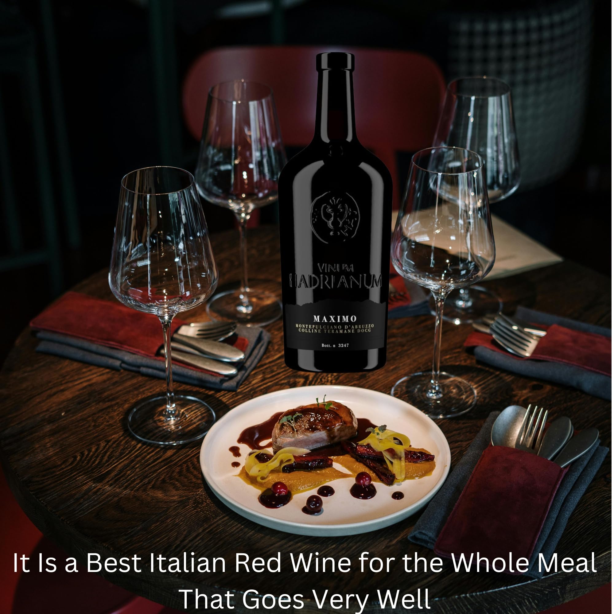 6 Bottles Italian MAXIMO 2021 Red Wine (Color Bright Ruby) Montepulciano D'Abruzzo by Vinum Hadrianum | Colline Teramane DOCG Embrace Wine | Excellence in Every Sip - (Each Bottle 750 ml)