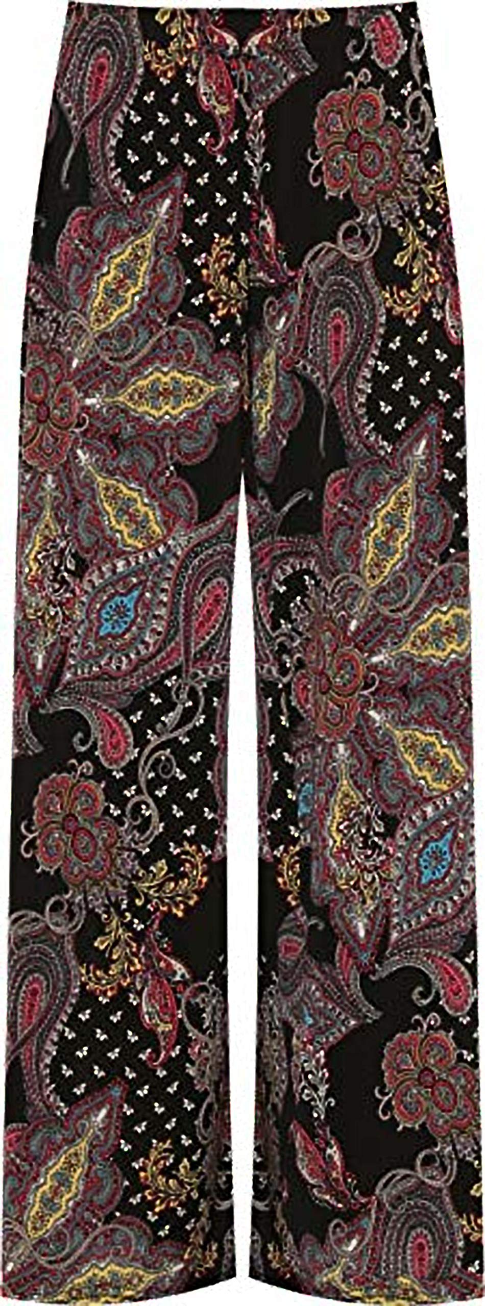 H&F Girl ® New Women Ladies Printed Wide Leg High Elasticized Waist Palazzo Trouser Pants for Casual and Party Wear Size UK 14 16 18 20 22-24 26-28