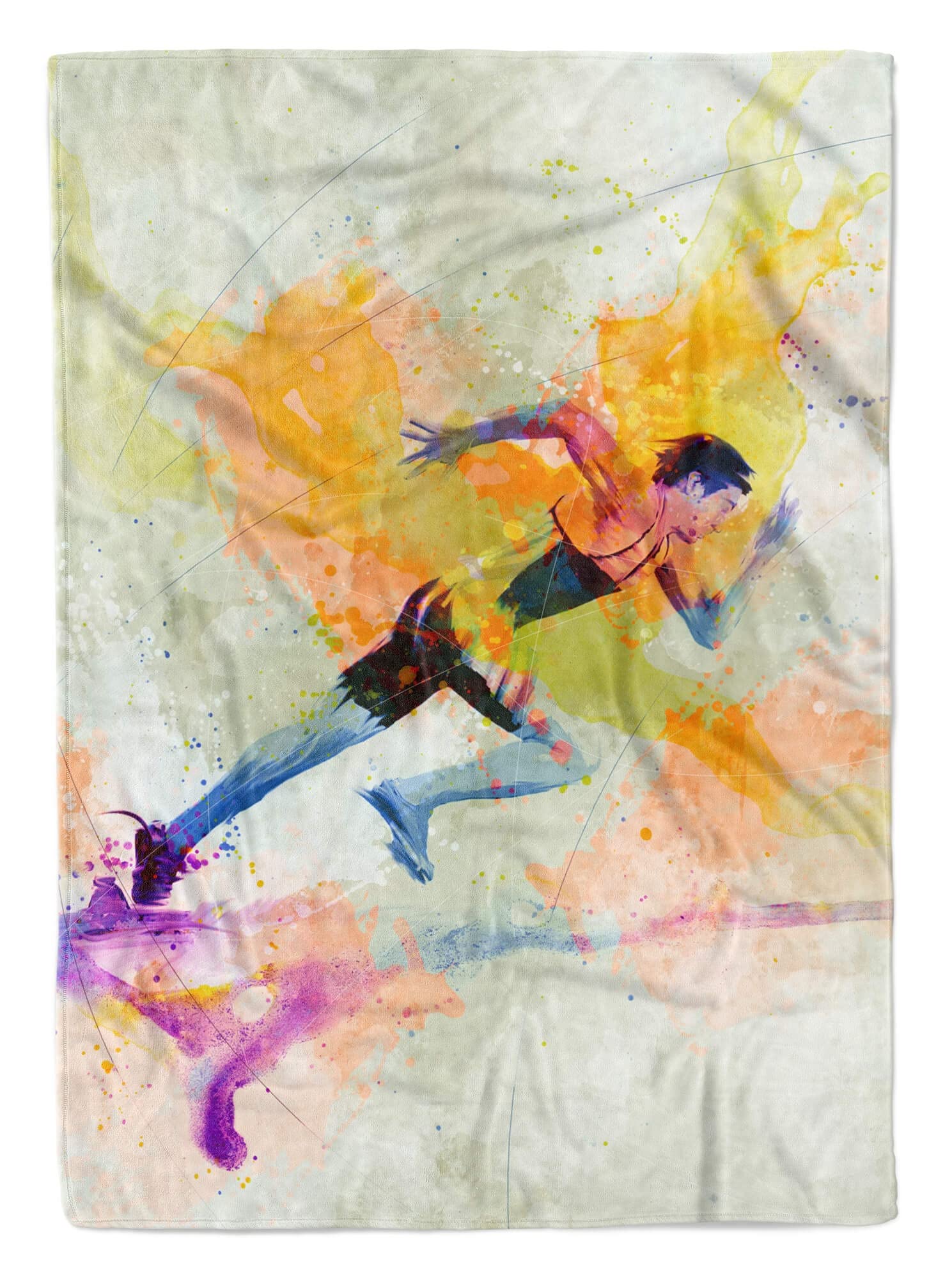 SplashArt Sport Handtuch Strandhandtuch Saunatuch Kuscheldecke Kunstvoll Running VI Sport Größe 180 x 130 cm (Tagesdecke - Sherpa Flies)