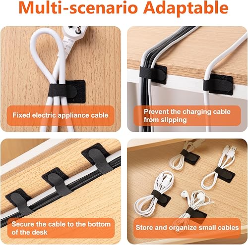 Miniatura 3 de Sujetacables de gancho y bucle, clips adhesivos para cables, organizador de cables para electrodomésticos, las bridas pueden organizar fácilmente