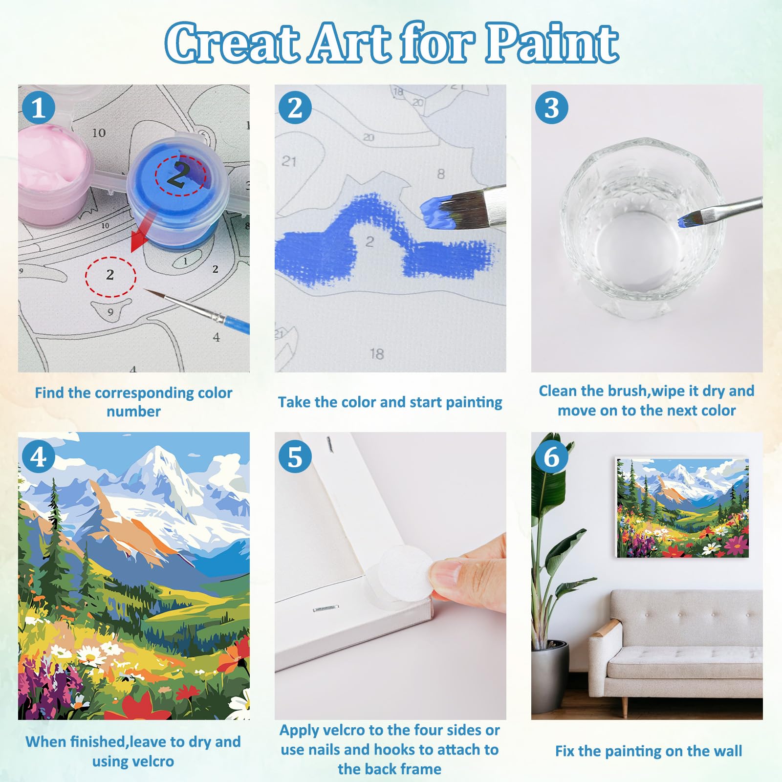 TOSTOG Fleurs Peinture Par Numéros Pour Adulte Avec Cadre,DIY Peinture
