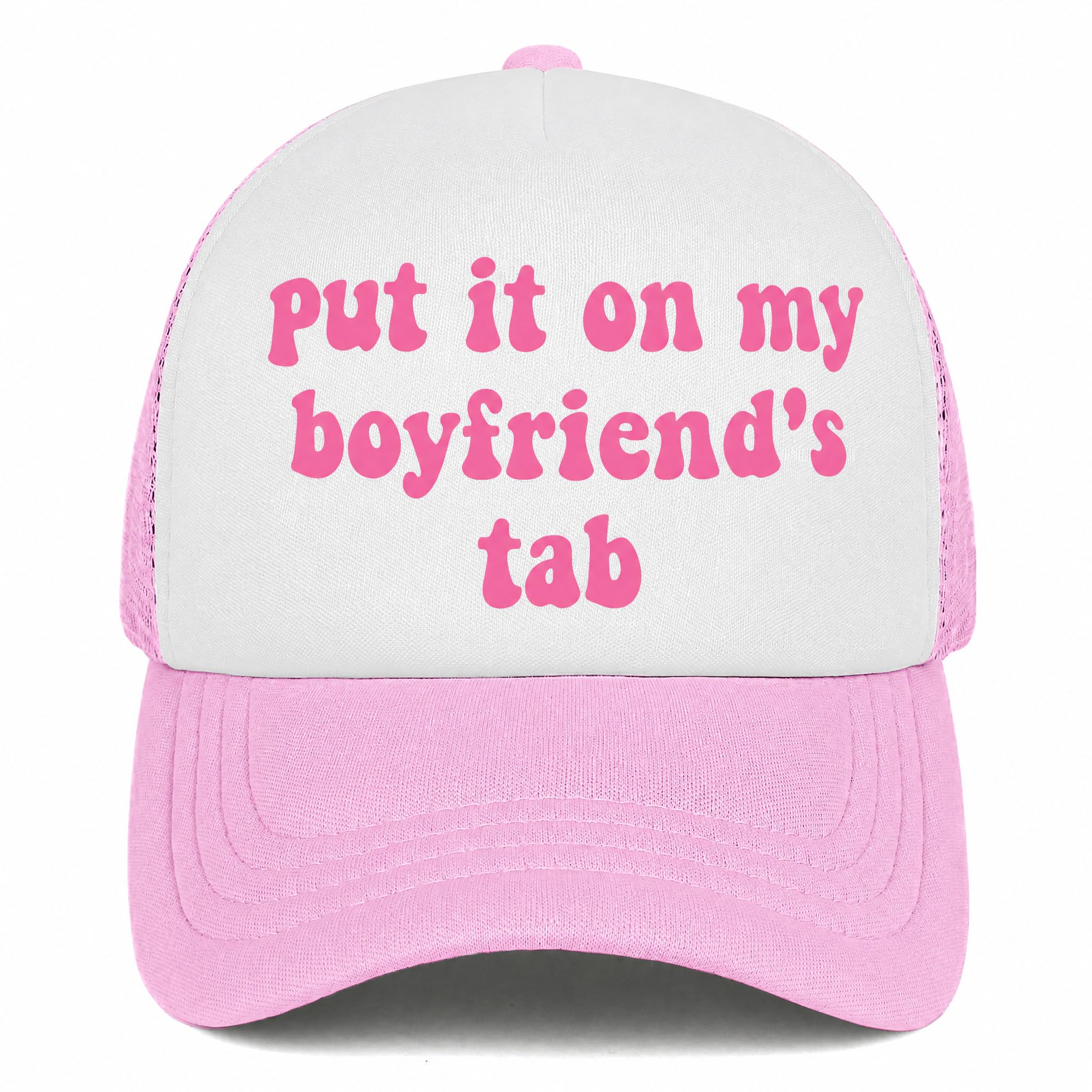 Put It On My Boyfriends Tab Trucker Hats for Women Pink Men Humor Gift Pink Hats for Men