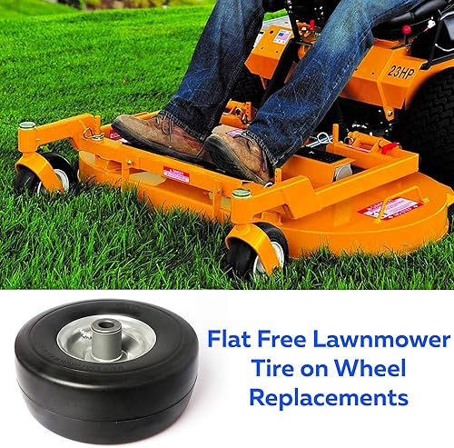Miniatura 4 de Paquete de 4 neumáticos para cortacésped de 9 x 3.50-4 pulgadas con cubo centrado de 4 pulgadas, bujes de 34 pulgadas y conjuntos de ruedas,