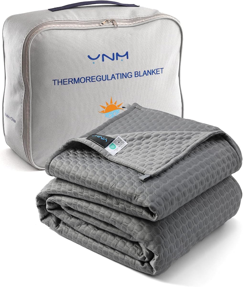 YnM Thermoregulating Blanket for Couples, Suit for Hot Sleeper and Cold Sleeper in One Bed(King/CA King, 90x108 inches, Dark Gey)