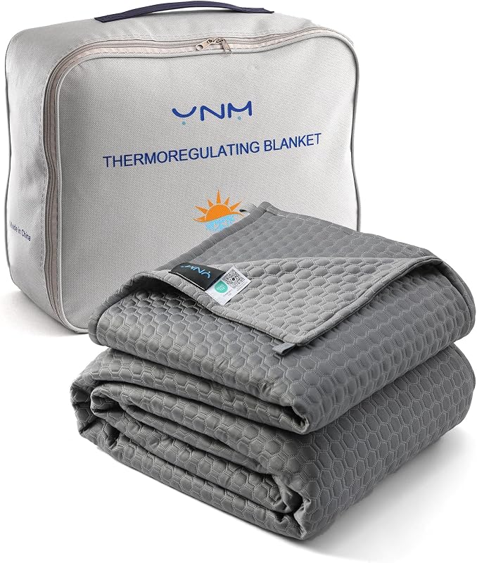 YnM Thermoregulating Blanket for Couples, Suit for Hot Sleeper and Cold Sleeper in One Bed(King/CA King, 90x108 inches, Dark Gey)