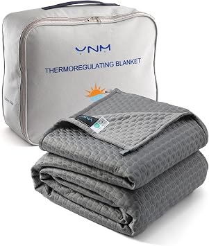 YnM Thermoregulating Blanket for Couples, Suit for Hot Sleeper and Cold Sleeper in One BedKing/CA King, 90x108 inches, Dark Gey
