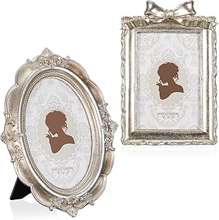 Qunclay 2 Pcs Vintage Picture Frames Antique Baroque Ornate Resin Rectan...
