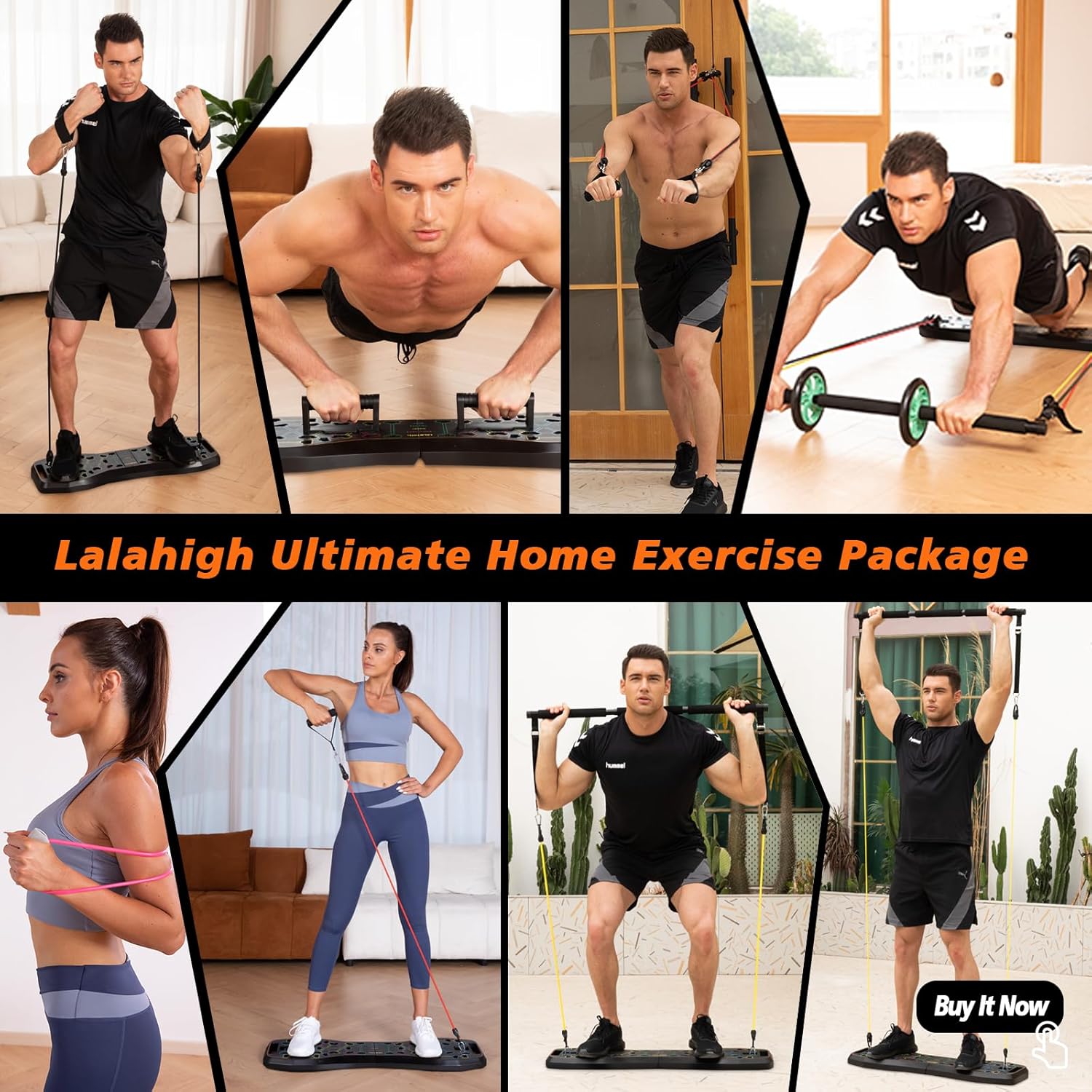 LALAHIGH Push Up Board,36 in 1 Home Gym Equipment with Ab Roller Wheel & Resistance Bands, Portable Foldable Workout Board for Full Body Strength Training Men Women,Gift for Boyfriend - Image 2