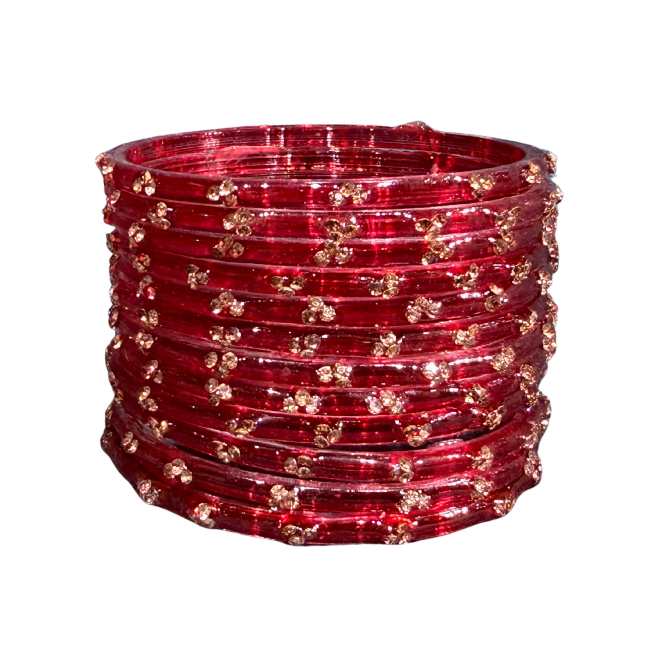 Glass Bangles Set with Crystal Embellishments Traditional Design for Women and Girls Set of 12-image-37