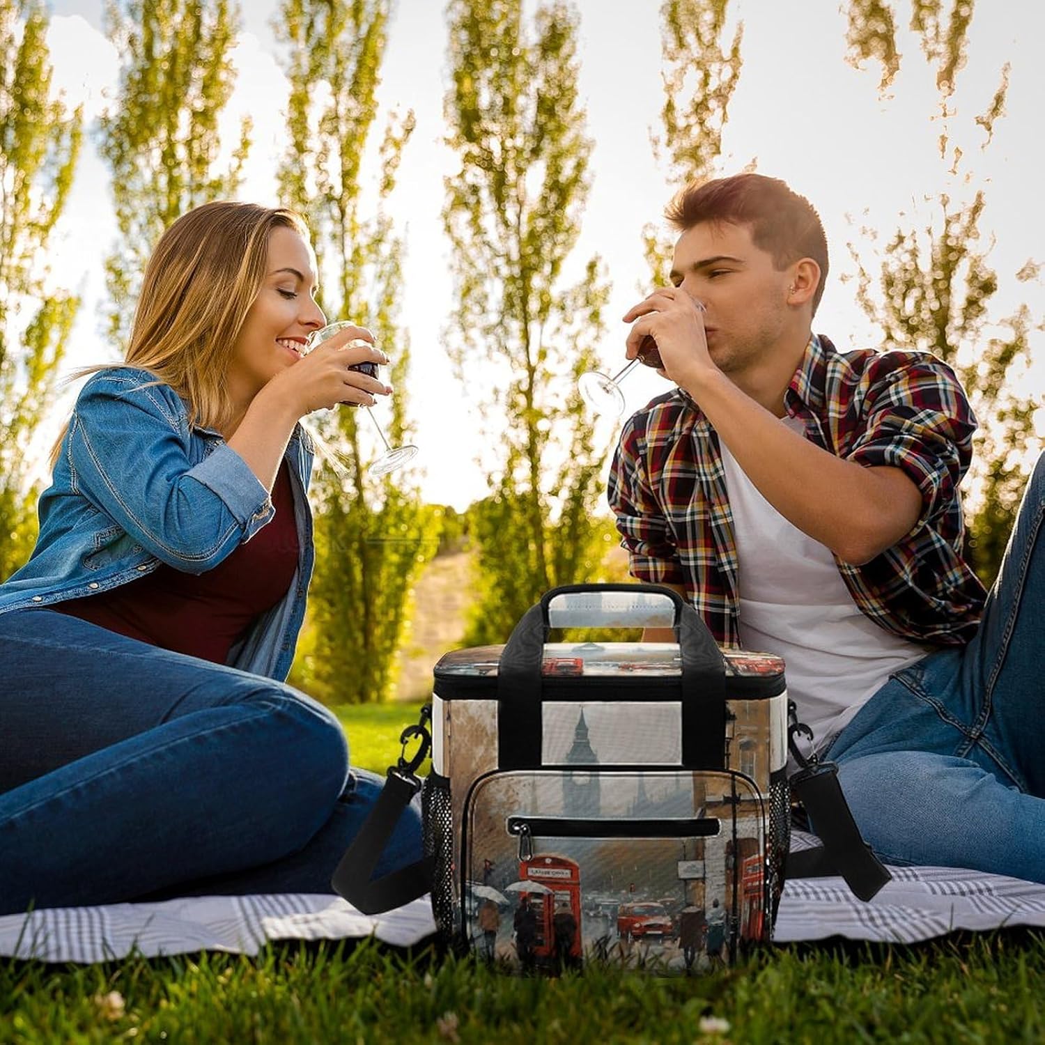 London Impression Cooler Bags Portable Soft Cooler Bag Lightweight Ice Chest Insulated Lunch Bags Camping Cooler Bag Cooler Lunch Tote Coolers for Picnic Travel Beach