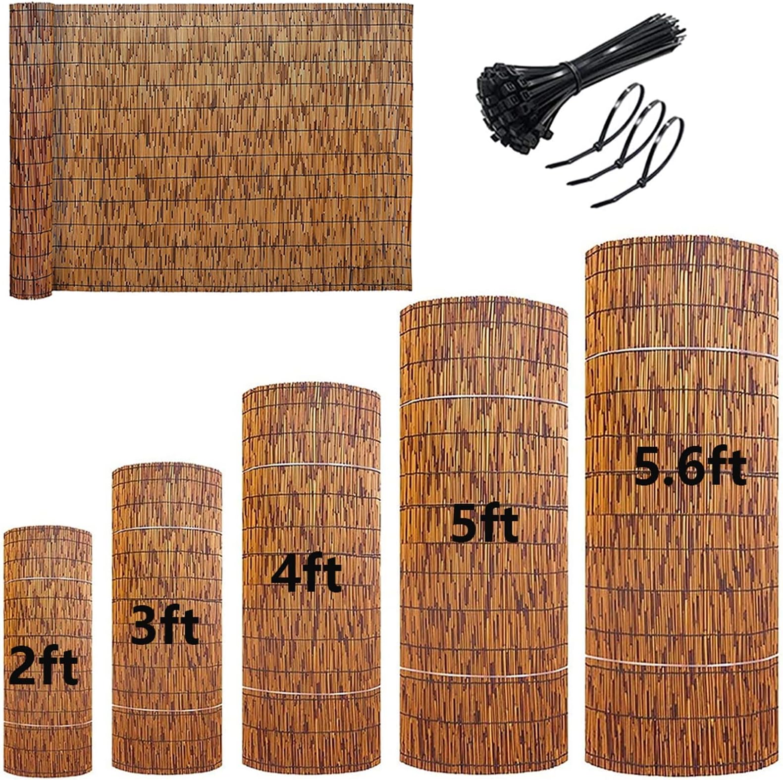 Natural Reed Fencing, Reed Screen for Garden, Privacy Fence,Bamboo Reed Roll-Up Blind Shades,2 3 4 5 Feet High,Hand-Woven,Sun Shade,Waterproof (Size : 61x213CM(2x7ft))