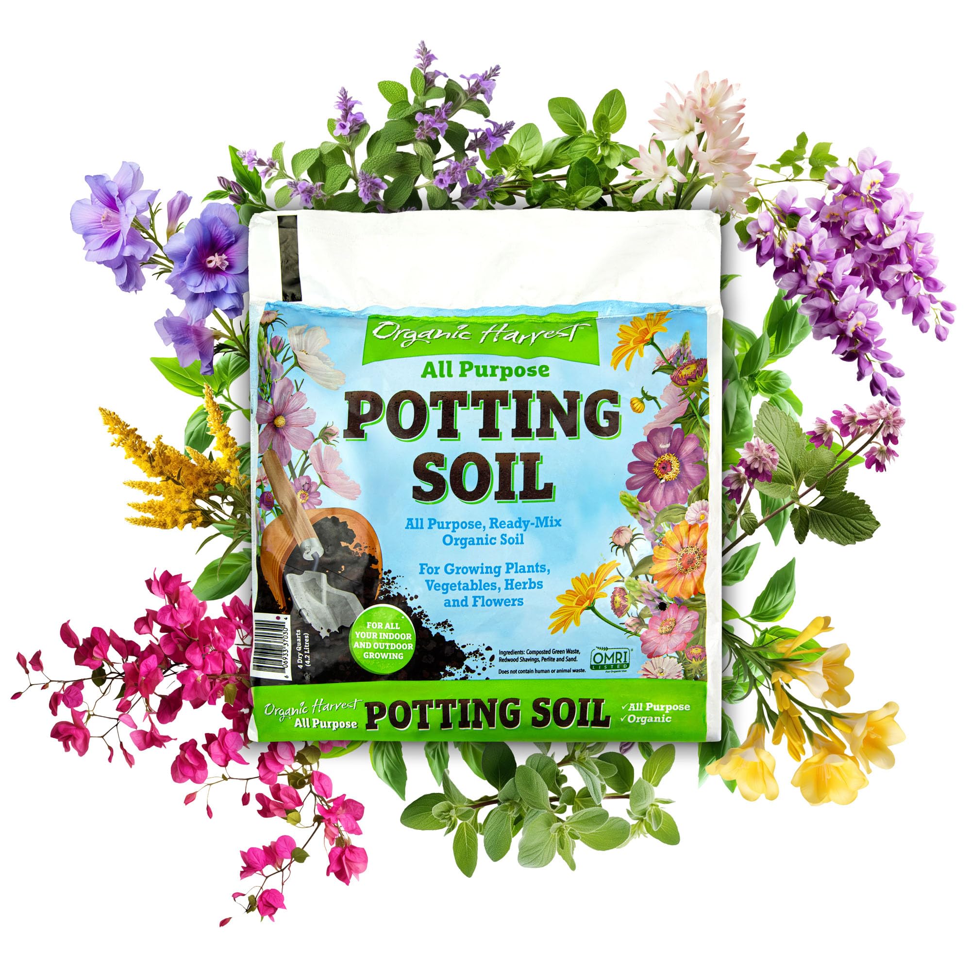 Organic Potting Soil Mix - All Purpose Ready-to-Use Garden Soil for Indoor-Outdoor Plants, Vegetables, Herbs & Flowers - Enriched with Nutrients, Eco-Friendly (4 qt. (1 Pack)), Brown
