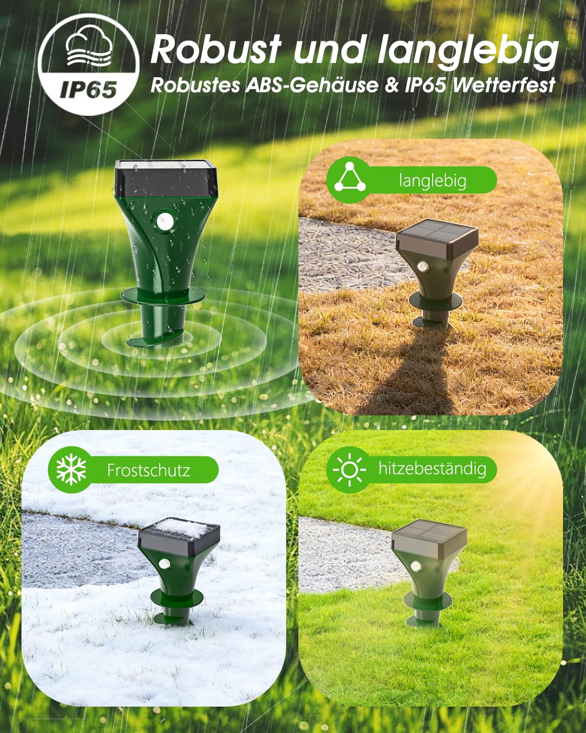 Maulwurf Vertreiber 2er Set, Maulwurfschreck Abwehr gegen Wühlmäuse, Schlangen & Nagetiere, IP65 Wasserdicht, Tiervertreiber für Garten, Rasen & Hof – Unschädlich für Haustiere