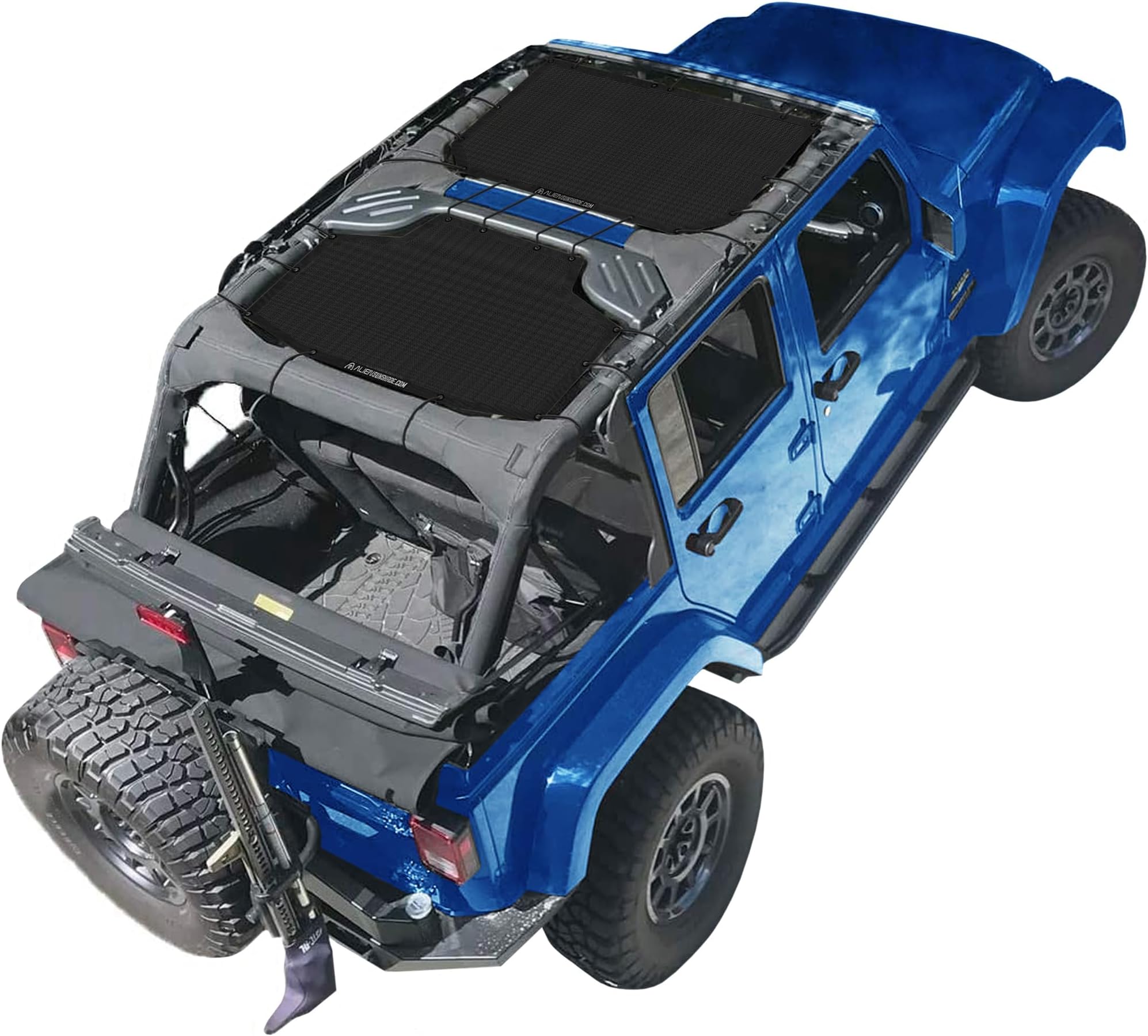 ALIEN SUNSHADE Jeep Wrangler 2-Piece Mesh Shade Top Cover with 10 Year Warranty Provides UV Protection for Front And Rear Passengers 4-Door JKU (2007-2017) (Black)