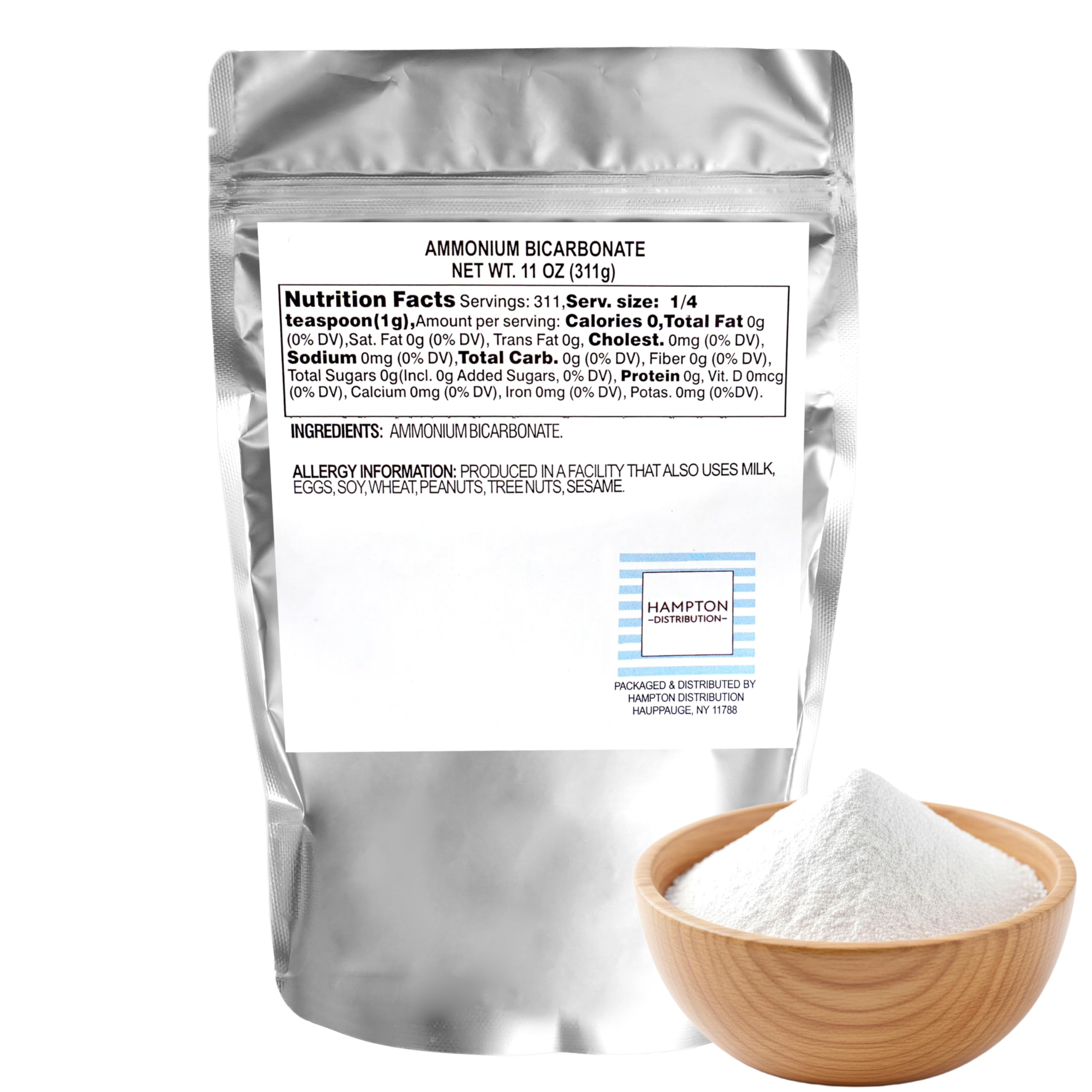 Ammonium Bicarbonate, 11 Ounce Resealable Bag, Hampton Distribution