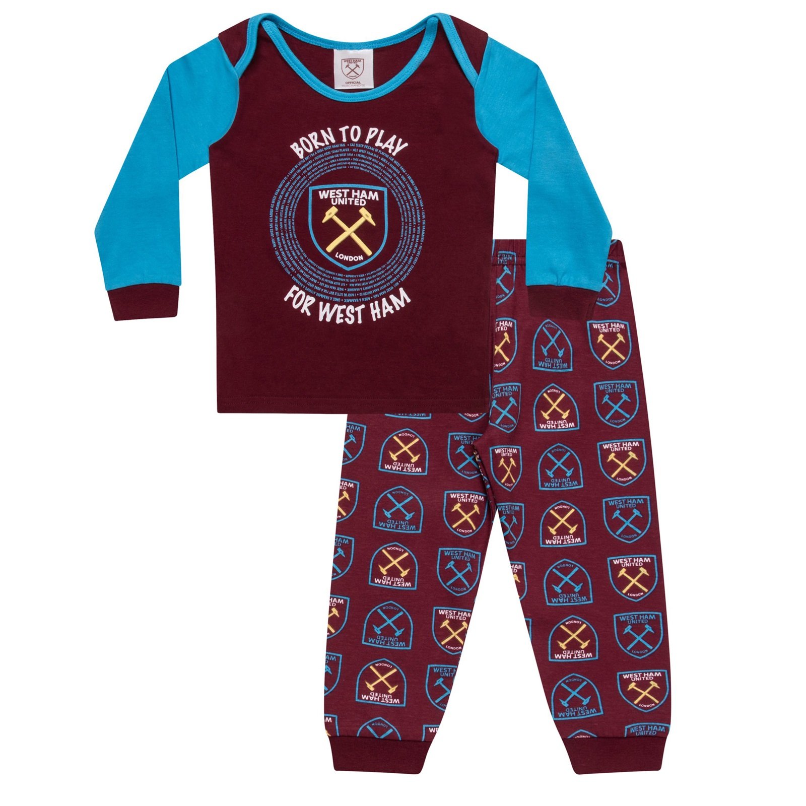 West Ham United Fc Official Football Gift Boys Kids Baby Pyjamas 0-3 Months Red