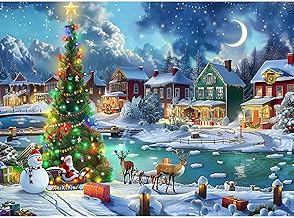 feelive River Diamond Painting Adult, 5D Christmas Tree Diamond Painting Kit, Round Diamond Painting Crystal Bridge Beginner Art Set for Home Wall Decoration 40 x 30 cm