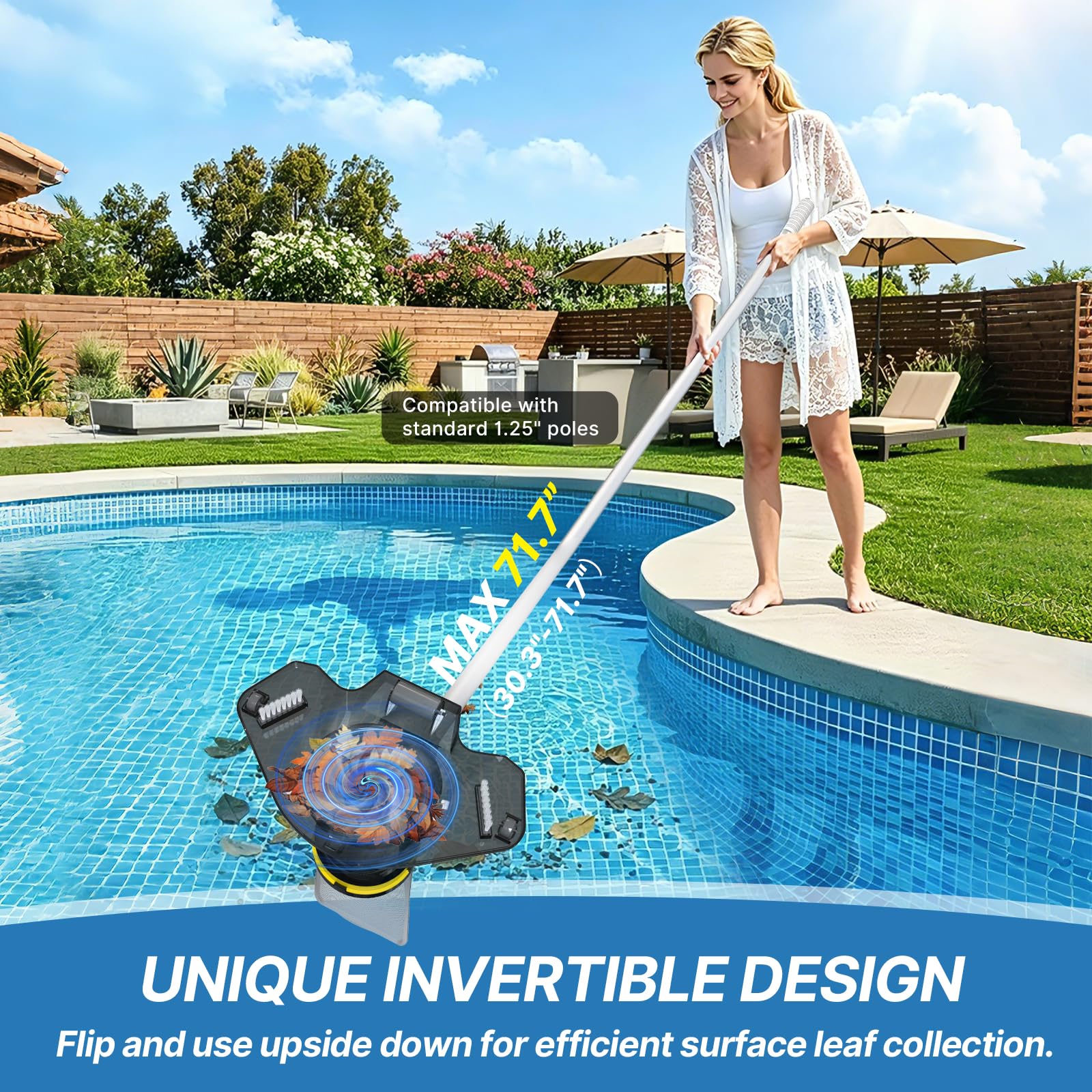Grand aspirateur de piscine rechargeable 83 GPM