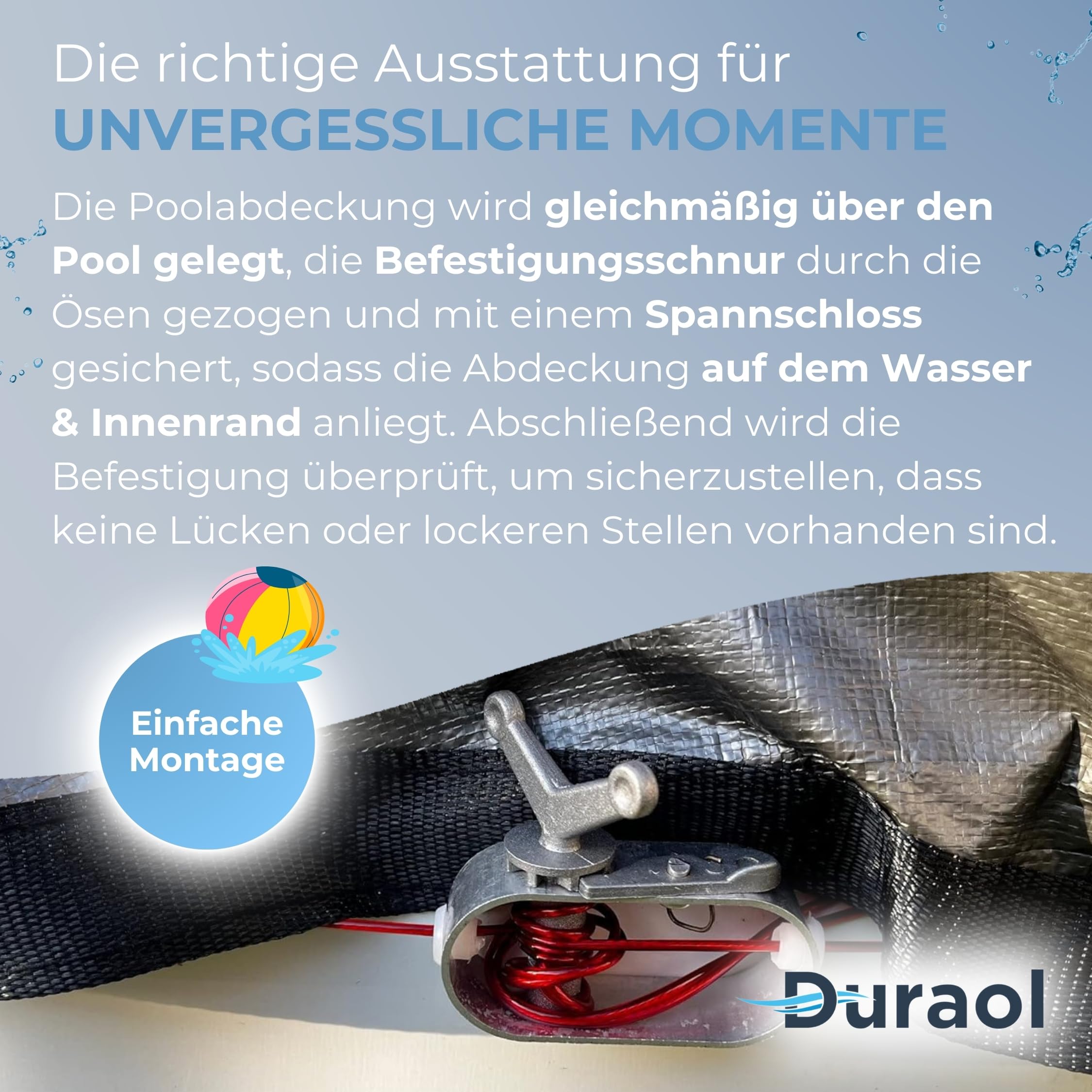 Duraol Poolabdeckung rund I 5,50 m Durchmesser I Hochwertige Pool Abdeckplane mit Materialstärke 220g/m² I Robuste Abdeckplane Pool rund mit Randverstärkung I Beidseitig beschichtet & wasserdicht