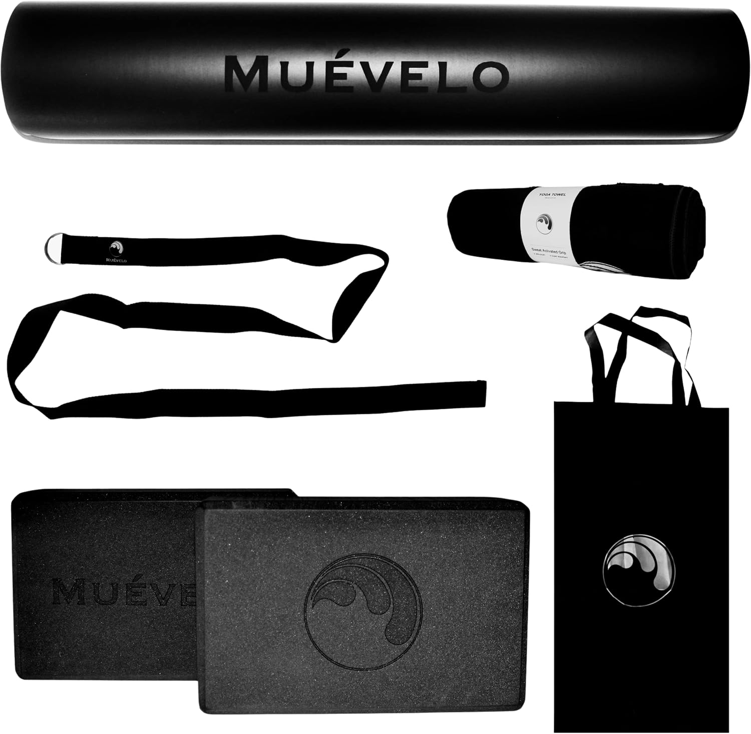 Black Yoga kit and sets for beginners -Yoga Starter sets - Straps, bag, towel, blocks and extra thick mat- Yoga equipment Total of 6pcs-Starter kit bundle- Essential gear-Accessories for Men and Women : Sports & Outdoors