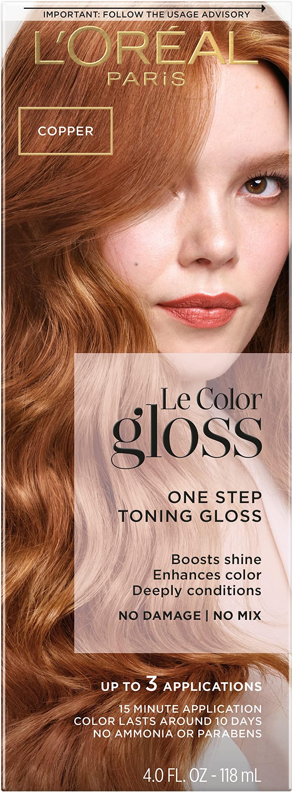 L'Oreal Paris Le Color One Step Toning Hair Gloss, Copper, 4 Ounce
