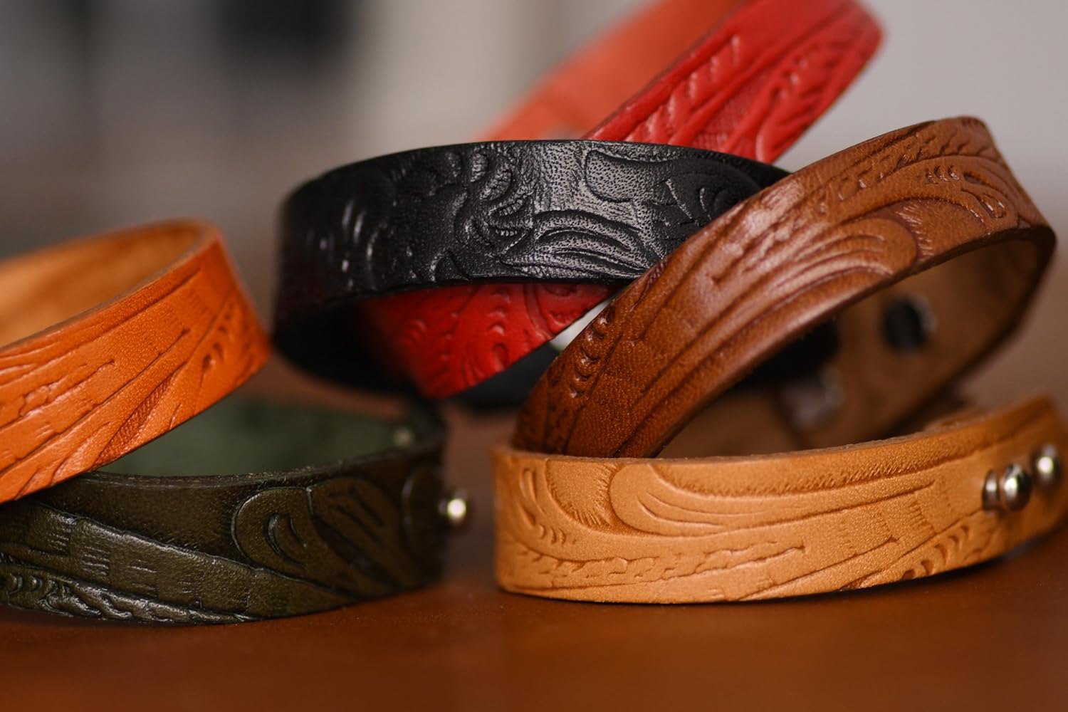 Amazon | [KASAJIMA] カービング レザー ブレスレット 栃木