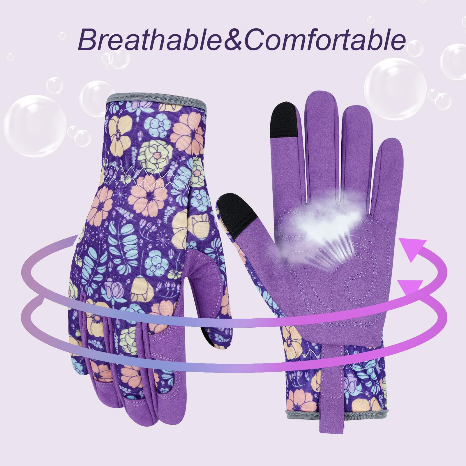 Guantes de jardinería de cuero para mujer guantes de jardín a prueba de espinas regalo para el día de la madre diseño pantalla táctil guantes de trabajo resistentes para plantar, cavar, podar