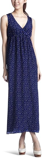 Amazon Co Jp ミスティウーマン Mysty Woman 幾何柄カシュクールマキシワンヒ ース 86 ブルー系 M 服 ファッション小物