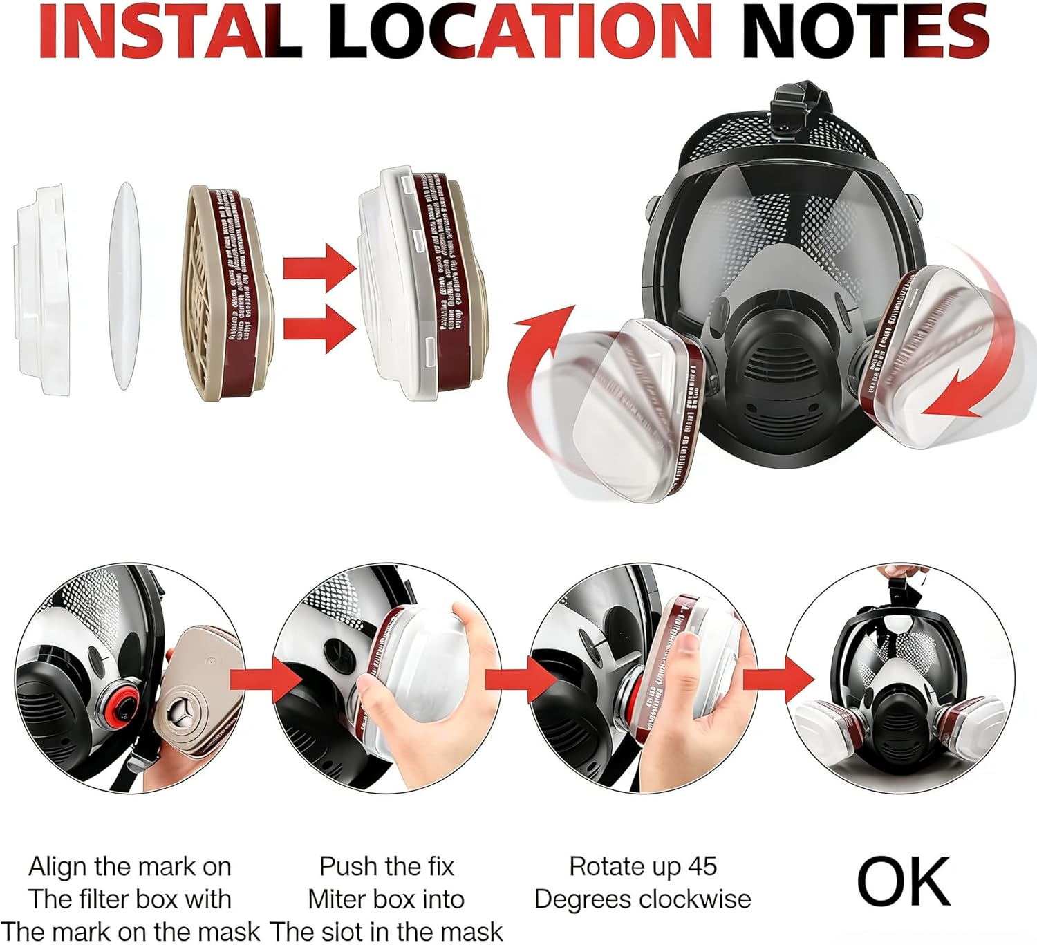 Full Face Respirator Mask,Reusable Gas Mask with Filter for Chemicals,Paint,Spray,Sanding,Epoxy Resin,Industrial,Grinding work.