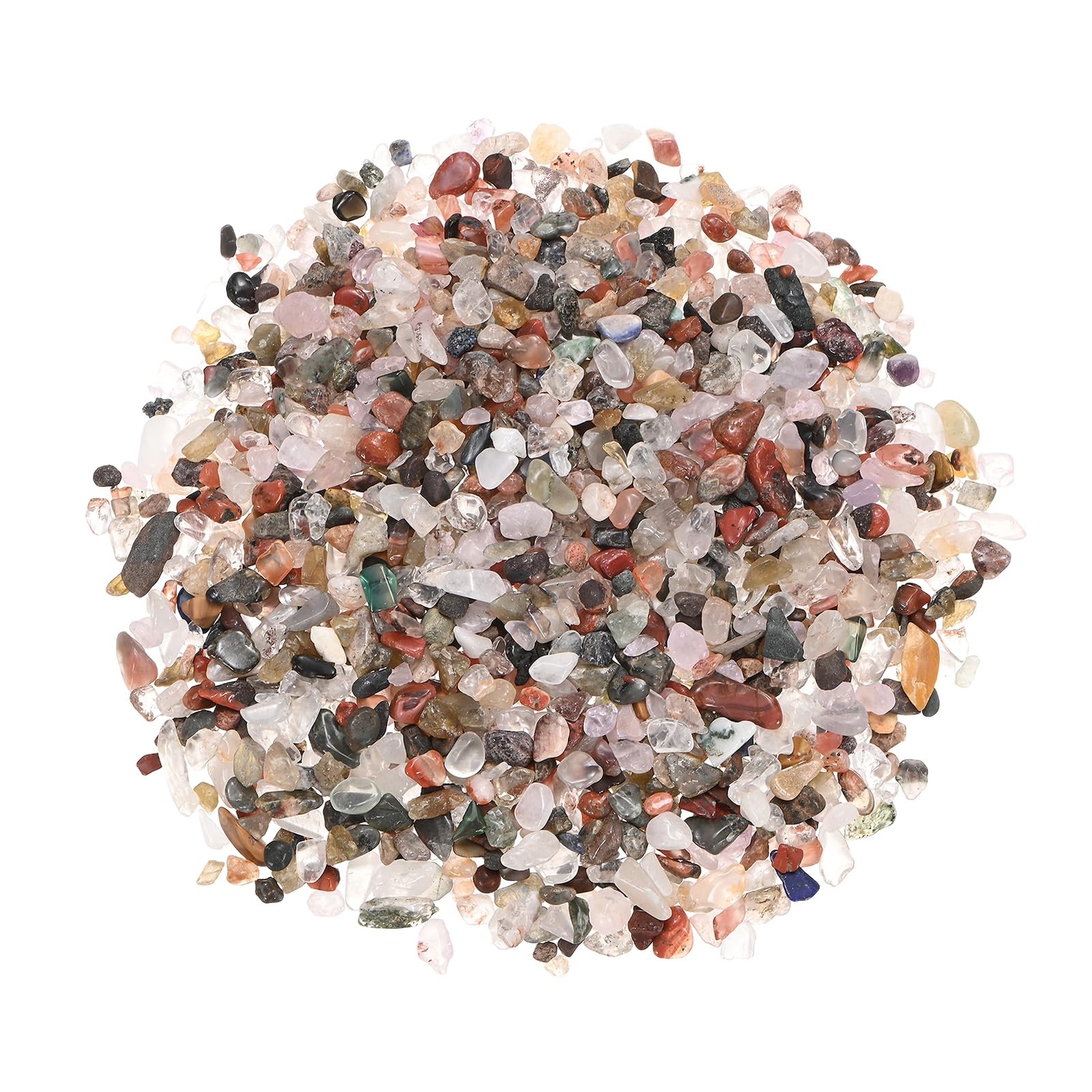 M METERXITY 0.22lb/100g Assorted Tumbled Chips Stone, 5-7 mm Crushed Crystal Quartz Pieces for Vases Filler/Aquarium/Succulent Plants Decor, Irregular Shaped Stones [Multicolor]