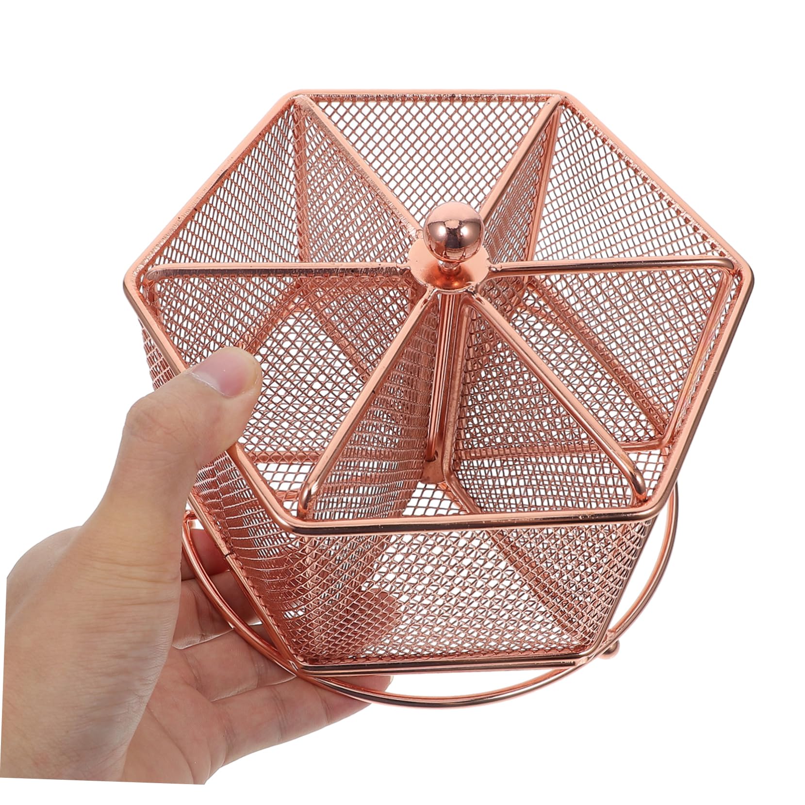 HOMSFOU Drehbarer Stiftehalter mit Pentagonalem Hohlraum Design Organizer Roségold Multifunktional für Büro und Zuhause Eleganter Schreibtisch Organizer zur Stilvollen Aufbewahrung von