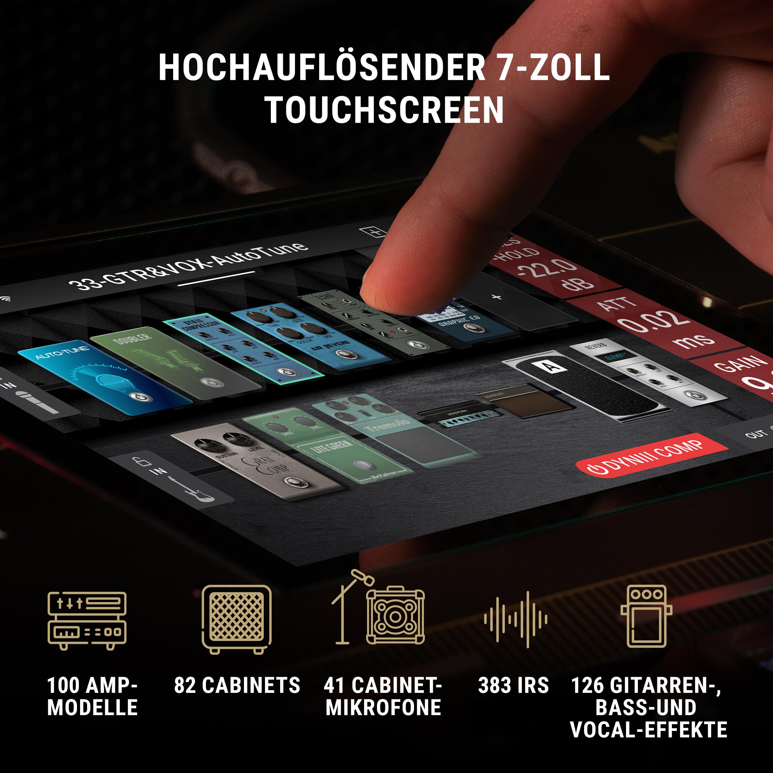 HeadRush Prime - Gitarren und Vocal Multi-Effekt-Pedal, Modelling-Prozessor mit Amp Cloner, Antares Auto-Tune, WLAN, Touchscreen, Looper und Bluetooth