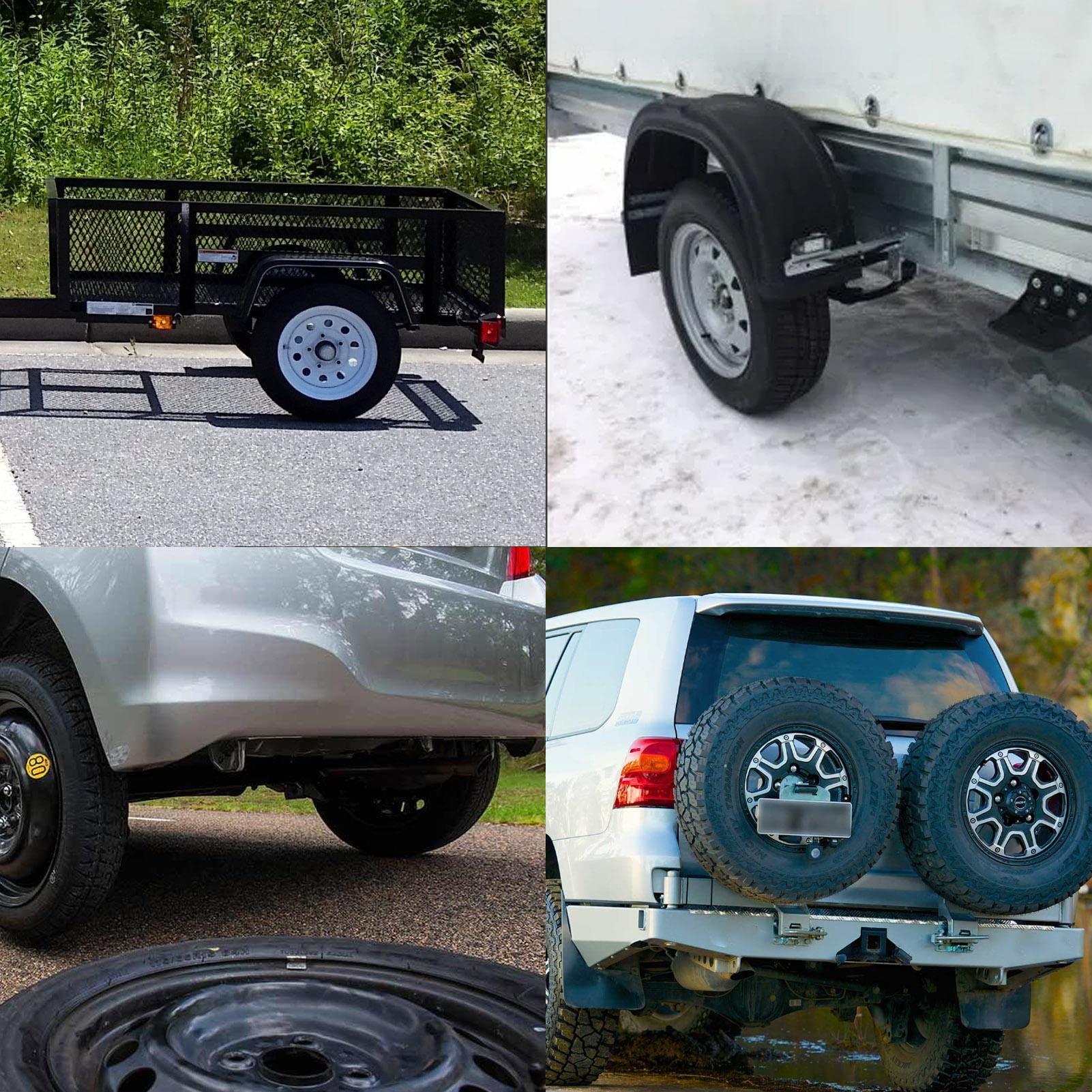 Reserveradhalterung für Anhänger - Ersatzreifenhalterung aus Stahl | Anhänger-Ersatzrad-Zubehör für die meisten 4 & 5 & 6 & 8 Stollenräder auf 4" 4,5" 4,75" 5" 5,5" 6,0" 6,5" Lochmustern