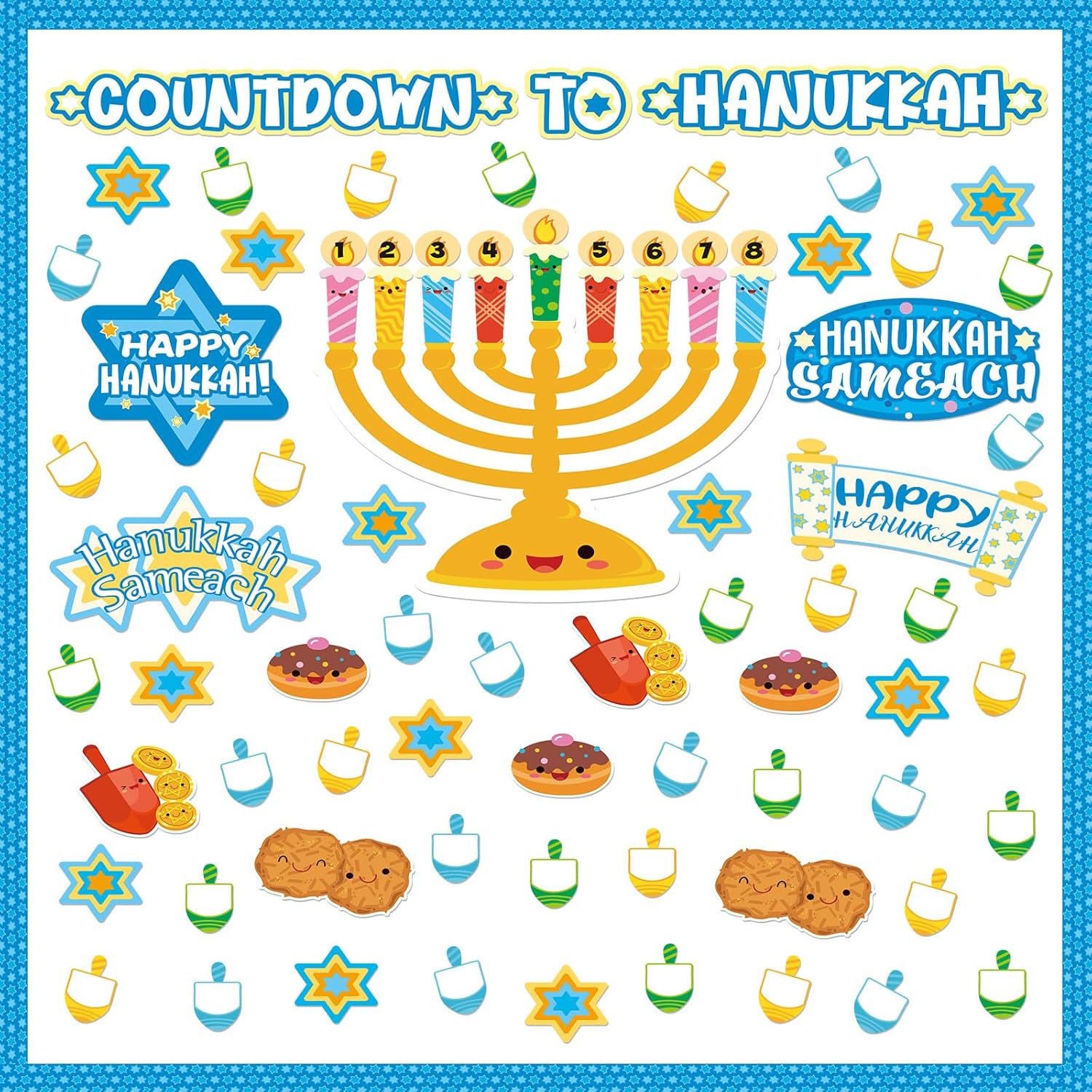 Resholder 102 Pcs Hanukkah Classroom Bulletin Board Decoration Hanukkah Star Menorah