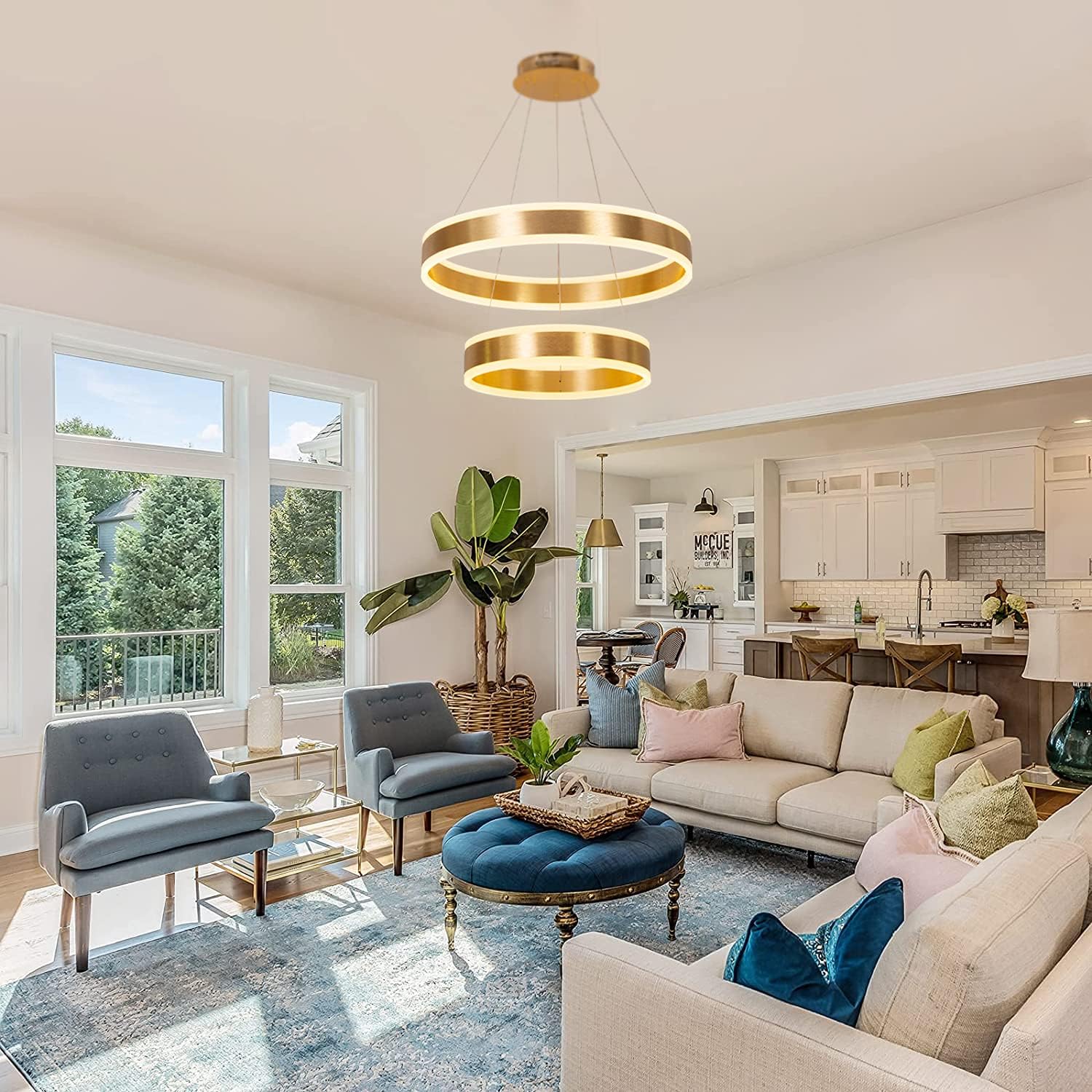 Black Friday - 80% OFF Modern Chandelier Led Contemporary Light Fixture, 2-Ring Circular LED Hanging Pendant Light Fixture with Remote Control for Dining Room Kitchen Foyer,Brushed Gold Meenyo One-Day Sale: Up to 50% Off Modern Chandelier Led Contemporary Light Fixture, 2-Ring Circular LED Hanging Pendant Light Fixture with Remote Control for Dining Room Kitchen Foyer,Brushed Gold Meenyo