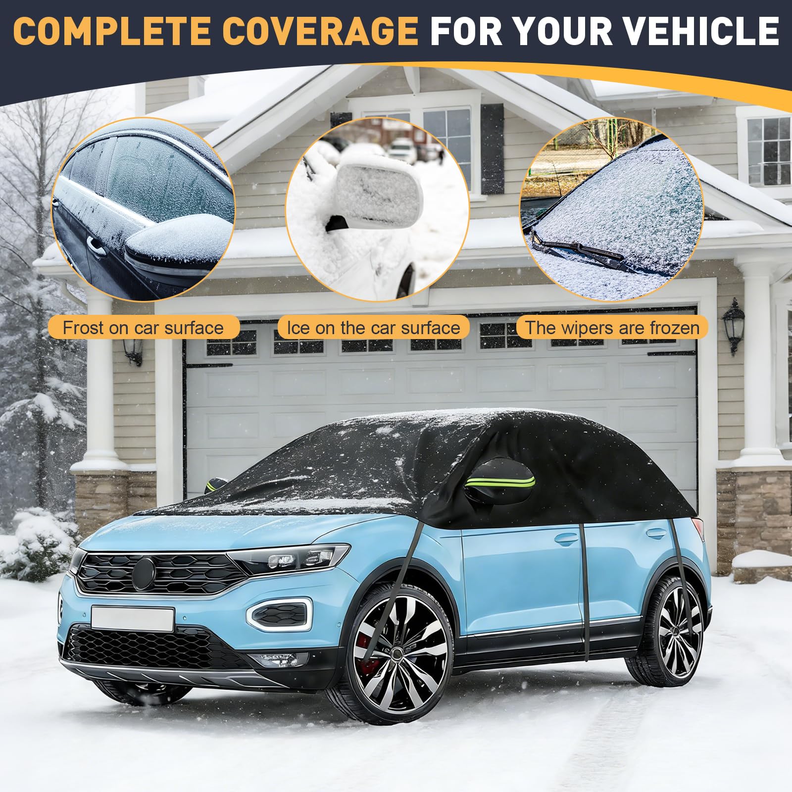 Semi copriauto di ricambio adatto per VW Tiguan SWB T-ROC T-Cross Renault Captur, universale, protezione solare mezzo garage impermeabile, semi-garage auto, resistente ai raggi UV, protezione da
